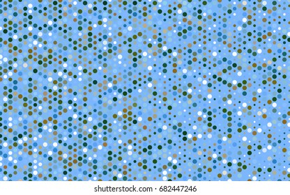 Light Blue, Green vector illustration which consist of circles. Dotted gradient design for your business. Creative geometric background in halftone style with colored spots.
