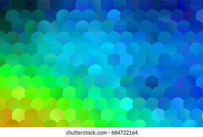 Light Blue, Green vector illustration which consist of circles. Dotted gradient design for your business. Creative geometric background in halftone style with colored spots.