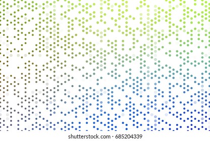 Light Blue, Green vector illustration which consist of circles. Dotted gradient design for your business. Creative geometric background in halftone style with colored spots.