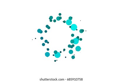 Light Blue, Green vector illustration which consist of circles. Dotted gradient design for your business. Creative geometric background in halftone style with colored spots.