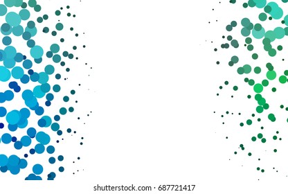 Light Blue, Green vector illustration which consist of circles. Dotted gradient design for your business. Creative geometric background in halftone style with colored spots.