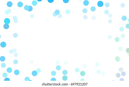 Light Blue, Green vector illustration which consist of circles. Dotted gradient design for your business. Creative geometric background in halftone style with colored spots.