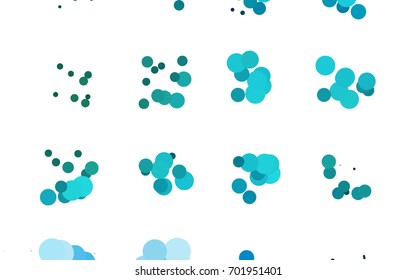 Light Blue, Green vector illustration which consist of circles. Dotted gradient design for your business. Creative geometric background in halftone style with colored spots.