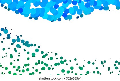 Light Blue, Green vector illustration which consist of circles. Dotted gradient design for your business. Creative geometric background in halftone style with colored spots.