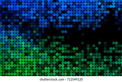 Light Blue, Green vector illustration which consist of circles. Dotted gradient design for your business. Creative geometric background in halftone style with colored spots.
