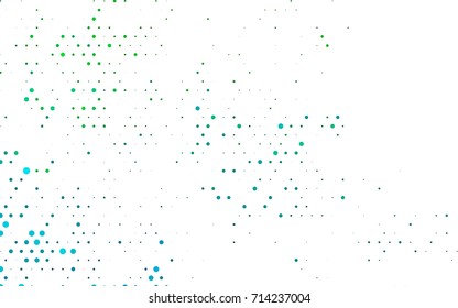 Light Blue, Green vector illustration which consist of circles. Dotted gradient design for your business. Creative geometric background in halftone style with colored spots.
