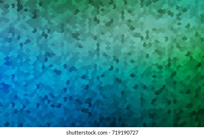 Light Blue, Green vector illustration which consist of circles. Dotted gradient design for your business. Creative geometric background in halftone style with colored spots.