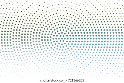 Light Blue, Green vector illustration which consist of circles. Dotted gradient design for your business. Creative geometric background in halftone style with colored spots.
