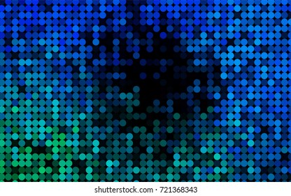 Light Blue, Green vector illustration which consist of circles. Dotted gradient design for your business. Creative geometric background in halftone style with colored spots.