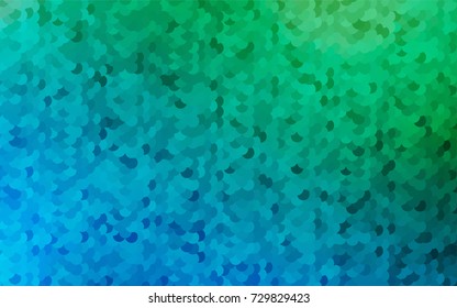 Light Blue, Green vector illustration which consist of circles. Dotted gradient design for your business. Creative geometric background in halftone style with colored spots.