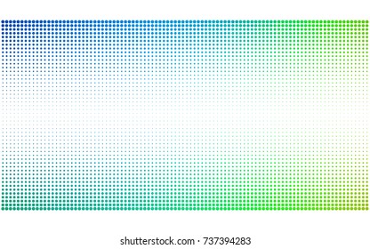 Light Blue, Green vector illustration which consist of circles. Dotted gradient design for your business. Creative geometric background in halftone style with colored spots.