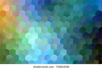 Light Blue, Green vector illustration which consist of circles. Dotted gradient design for your business. Creative geometric background in halftone style with colored spots.