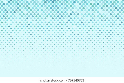 Light Blue, Green vector illustration which consist of circles. Dotted gradient design for your business. Creative geometric background in halftone style with colored spots.