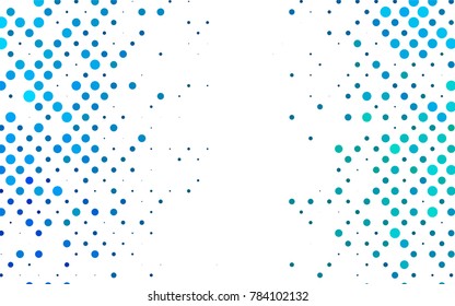 Light Blue, Green vector illustration which consist of circles. Dotted gradient design for your business. Creative geometric background in halftone style with colored spots.