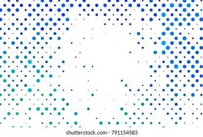 Light Blue, Green vector illustration which consist of circles. Dotted gradient design for your business. Creative geometric background in halftone style with colored spots.