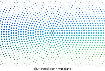 Light Blue, Green vector illustration which consist of circles. Dotted gradient design for your business. Creative geometric background in halftone style with colored spots.