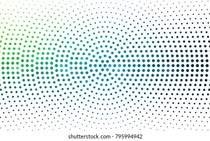 Light Blue, Green vector illustration which consist of circles. Dotted gradient design for your business. Creative geometric background in halftone style with colored spots.