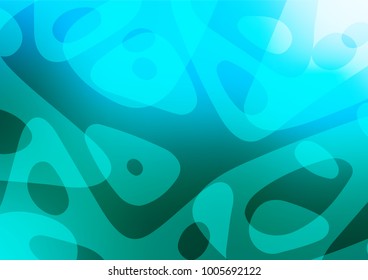 Light Blue, Green vector indian curved pattern. Sketchy hand drawn doodles on blurred background. The pattern can be used for coloring books and pages for kids.