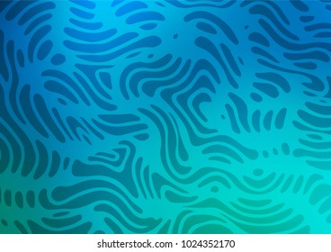 Light Blue, Green vector indian curved pattern. Colorful abstract illustration with lines in Asian style. The pattern can be used for coloring books and pages for kids.