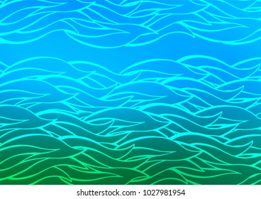 Light Blue, Green vector indian curved texture. Blurred decorative design in Indian style with Zen tangles. Brand-new design for your business.