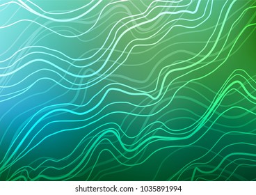 Light Blue, Green vector indian curved background. A vague abstract illustration with doodles in Indian style. The pattern can be used for heads of websites and designs.