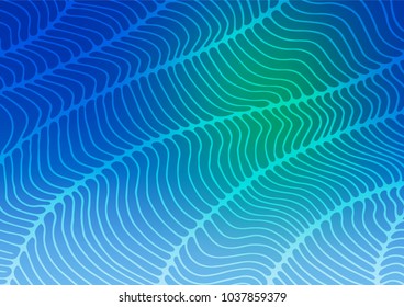 Light Blue, Green vector indian curved template. Colorful abstract illustration with lines in Asian style. The pattern can be used for wallpapers and coloring books.