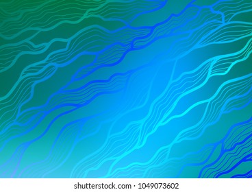 Light Blue, Green vector indian curved template. Colorful illustration in abstract style with doodles and Zen tangles. The doodle design can be used for your web site.