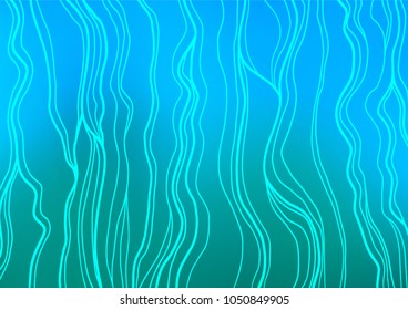 Light Blue, Green vector indian curved texture. Ethnic elegant natural pattern with gradient. The pattern can be used for wallpapers and coloring books.