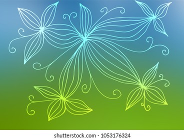 Light Blue, Green vector indian curved texture. Colorful illustration in abstract style with doodles. Hand painted design for web, wrapping, wallpaper.