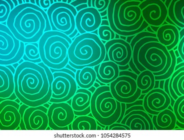 Light Blue, Green vector indian curved template. Glitter abstract illustration with doodles and Zen tangles. The elegant pattern can be used as a part of a brand book.