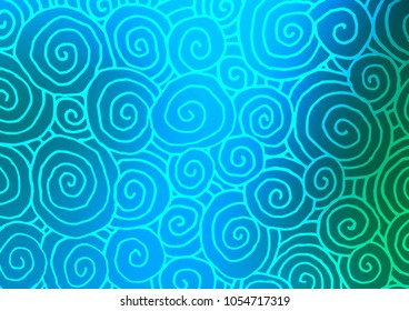 Light Blue, Green vector indian curved pattern. An elegant bright illustration with lines in Natural style. The completely new template can be used for your brand book.