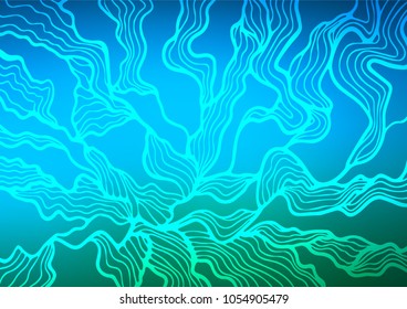 Light Blue, Green vector indian curved background. A completely new color illustration in doodle style. A completely new design for your business.