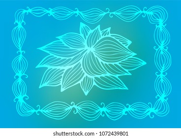 Light Blue, Green vector indian curved texture. Doodles on blurred abstract background with gradient. The template can be used as a background for cell phones.