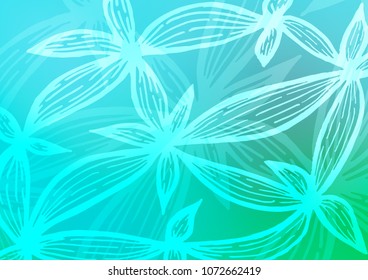 Light Blue, Green vector indian curved template. Creative illustration in blurred style with doodles and Zen tangles. Brand-new design for your business.