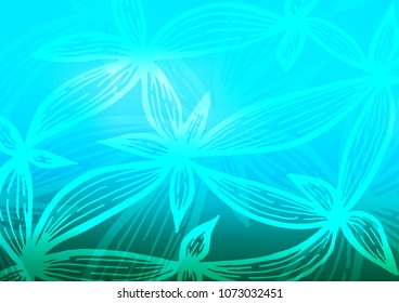 Light Blue, Green vector indian curved template. Glitter abstract illustration with doodles and Zen tangles. Brand-new style for your business design.