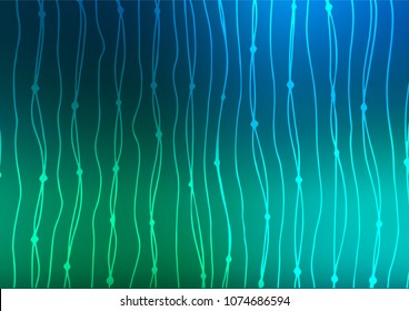 Light Blue, Green vector indian curved pattern. Glitter abstract illustration with doodles and Zen tangles. The best blurred design for your business.