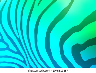 Light Blue, Green vector indian curved template. Colorful illustration in abstract style with doodles and Zen tangles. The elegant pattern can be used as a part of a brand book.