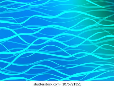 Light Blue, Green vector indian curved template. Creative illustration in blurred style with doodles and Zen tangles. Brand-new style for your business design.