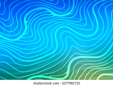 Light Blue, Green vector indian curved pattern. Colorful illustration in abstract style with doodles and Zen tangles. The elegant pattern can be used as a part of a brand book.