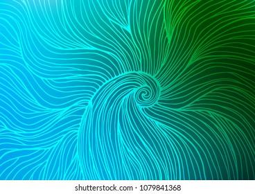 Light Blue, Green vector indian curved texture. Colorful abstract illustration with lines in Asian style. The pattern can be used for heads of websites and designs.