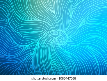 Light Blue, Green vector indian curved background. Colorful abstract illustration with lines in Asian style. The elegant pattern can be used as a part of a brand book.