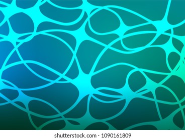 Light Blue, Green vector indian curved background. Glitter abstract illustration with doodles and Zen tangles. Brand-new style for your business design.
