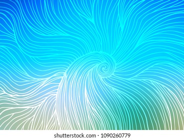 Light Blue, Green vector indian curved template. Sketchy hand drawn doodles on blurred background. The elegant pattern can be used as a part of a brand book.