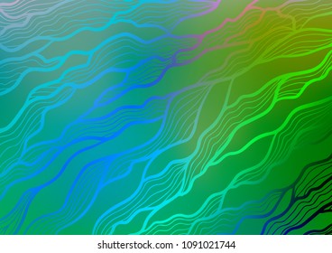 Light Blue, Green vector indian curved pattern. Blurred decorative design in Indian style with Zen tangles. The doodle design can be used for your web site.