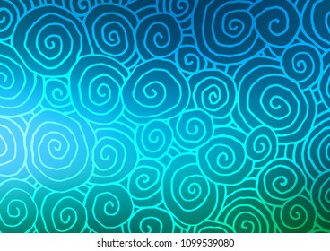 Light Blue, Green vector indian curved template. Sketchy hand drawn doodles on blurred background. The best blurred design for your business.