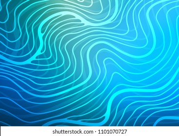 Light Blue, Green vector indian curved background. Decorative shining illustration with doodles on abstract template. The pattern can be used for coloring books and pages for kids.
