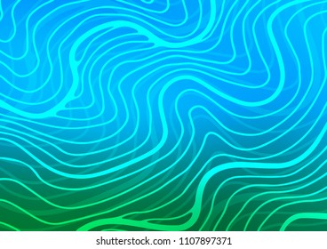 Light Blue, Green vector indian curved pattern. Sketchy hand drawn doodles on blurred background. Hand painted design for web, leaflet, textile.