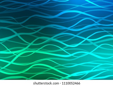 Light Blue, Green vector indian curved texture. Sketchy hand drawn doodles on blurred background. A new texture for your design.