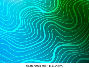 Light Blue, Green vector indian curved pattern. Modern geometrical abstract illustration with doodles. Hand painted design for web, leaflet, textile.