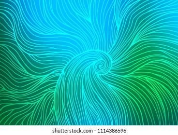 Light Blue, Green vector indian curved background. Blurred decorative design in Indian style with Zen tangles. The elegant pattern can be used as a part of a brand book.